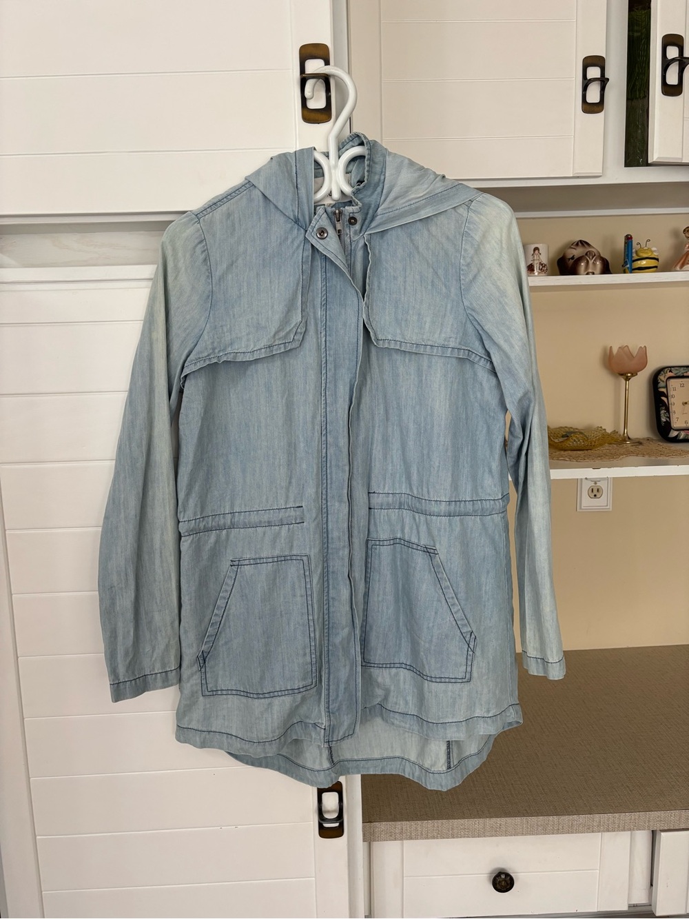 Light blue chambray jacket with hood